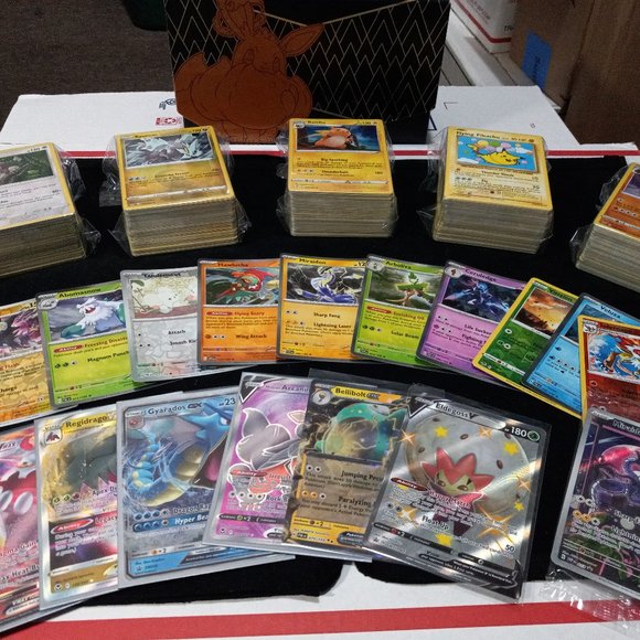 Pokemon TCG Lot Full ETB 500 cards + GX,EX,VMAX,V,VSTAR,FULL ART & PROMO CARD - Picture 1 of 8
